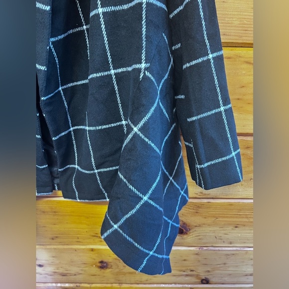 Chicwish Black & White Plaid Wool Blend Asymmetrical Wrap Coat, Size S - Picture 6 of 7